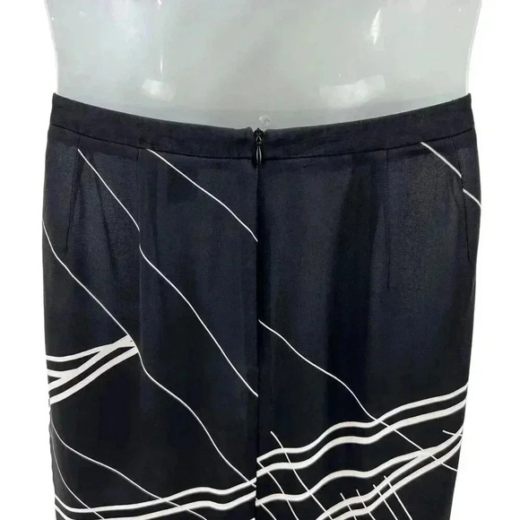 Nygard Collection Womens 100% Silk Pencil Skirt Black White Abstract Lines 10 - Picture 5 of 10